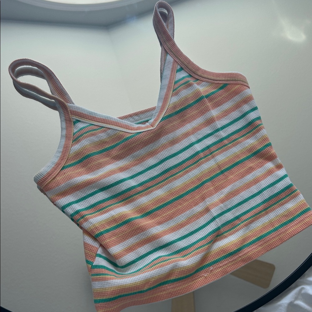 SO Women's Striped Camisole in Orange, Green, and White